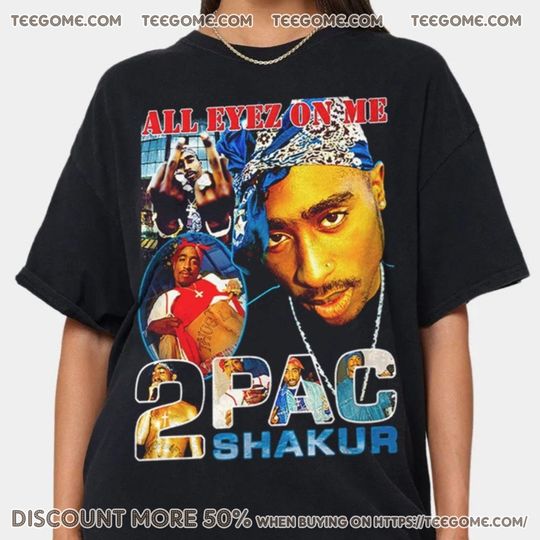 2PAC TUPAC SHAKUR Red Wings T-Shirt Rap Hip-Hop - Full Color