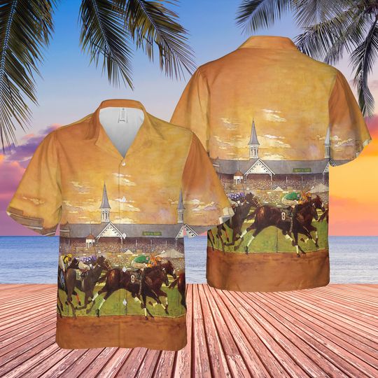 Kentucky Derby Golden Horse Hawaiian Shirt