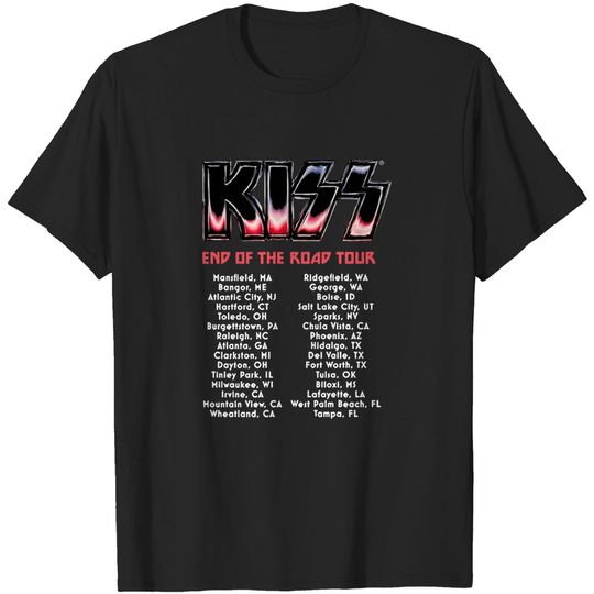 HOT!! Kiss Tour Dates 2023 End Of The Road Black S to 5XL T-Shirt Gift Fans