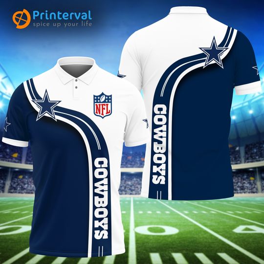 Custom Name NFL Football Dallas Cowboys Logo Golf Polo Shirt For