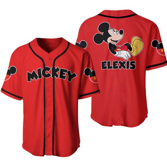 Custom Name And Number Disney Mickey Denver Broncos Nfl Baseball Jersey  Size up S to 5XL