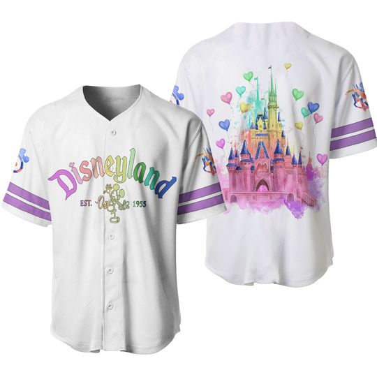 Disneyland Magic Kingdom Rainbow Black Disney Baseball Jersey Shirt