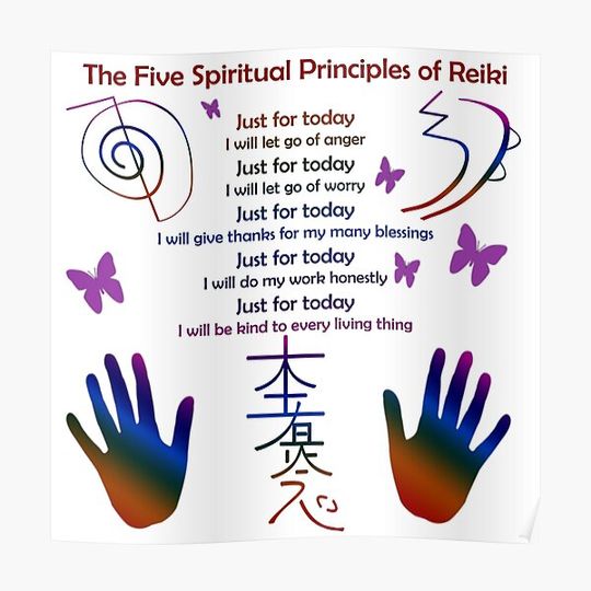 The 5 Principles Of Reiki Premium Matte Vertical Poster