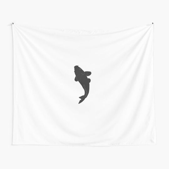 Simple Black And White Koi Fish Tapestry