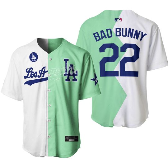 Fan Made No #22 Angeles Dodgers Bad Bunny Baseball Jersey Vintage Small-2xl