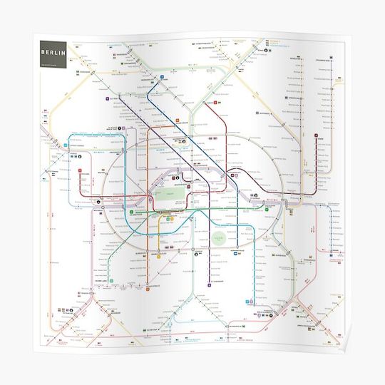 Berlin U-Bahn S-Bahn Map Premium Matte Vertical Poster