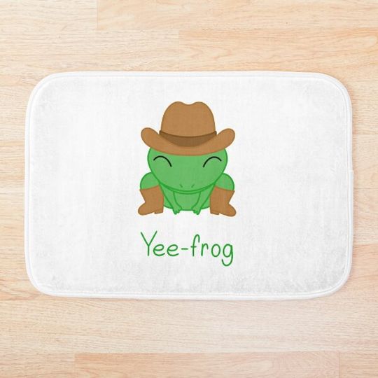 Cute Animal Yee-frog Yeehaw Cowboy Frog With Boots And A Hat Bath Mat