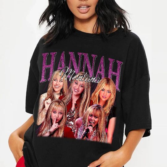 Hannah Montana Homage T-Shirt, Hannah Montana American Sitcom Retro 90s ...