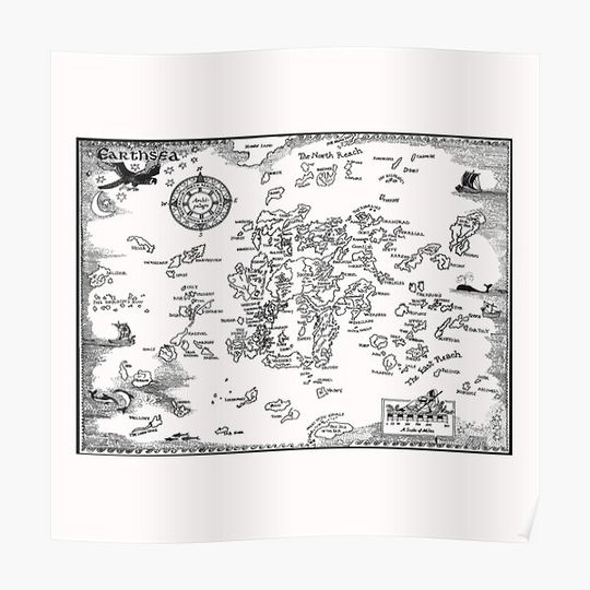 Earthsea Map Black Design Premium Matte Vertical Poster