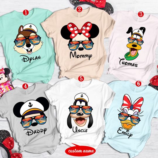 Personalized Mickey Mouse Family Vacation Cartoon Baseball Jersey