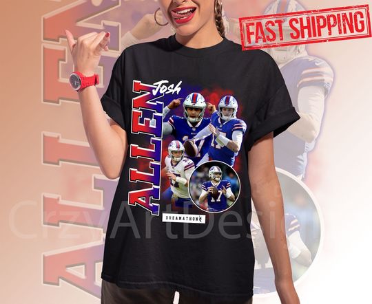 Vintage 90s Style Bootleg Josh Allen Buffalo Bills Tee Rap T-Shirt, Rapper  Shirt |