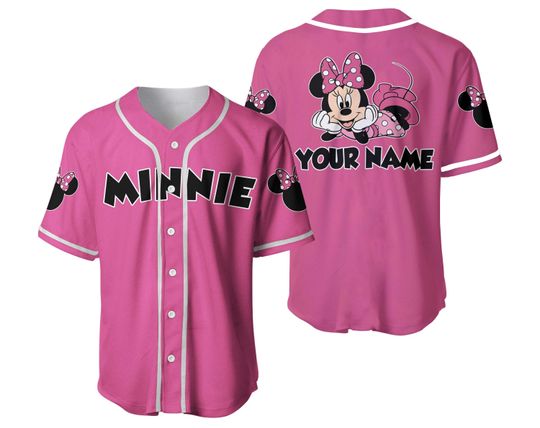 Mickey Mouse Disney Cartoon Pinstripe 3D Baseball Jersey - Bring