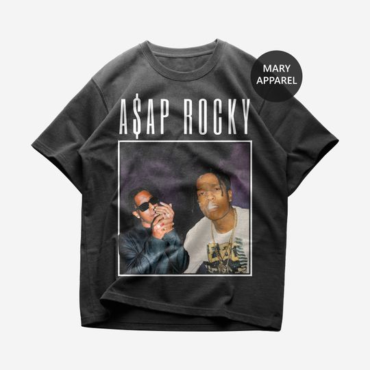  Men's ASAP Rocky T-Shirt Hip Hop Fun Black Graphic Tee Rapper  Fashion Cool Graphics Unisex Short Sleeve Top for Teen Adult : Clothing