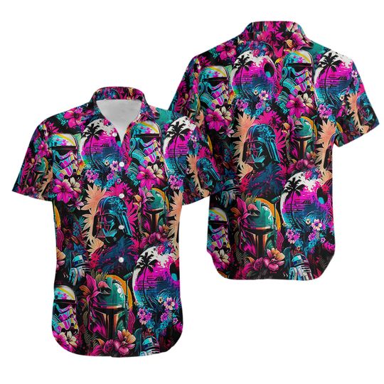 Star Wars Tropical Star Wars Cartoon Style Baby Yoda Summer Hawaiian Shirt  For Men And Women Darth Vader Beach Short Sleeve Shirt