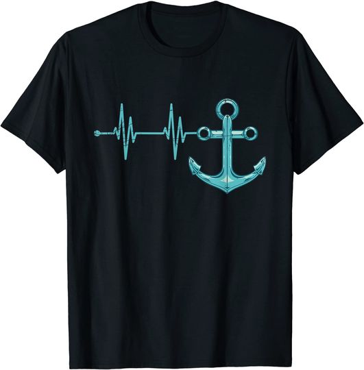 Herzschlag EKG Segeln Segelboot Segelschiff Segler Sport T-Shirt