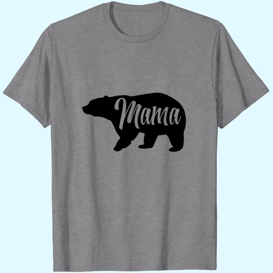 Women's Mama Bear T Shirt Mom T Shirts Hipster Double Exposure Camping Shirts Navy V-Neck / Small