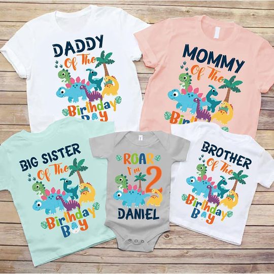 Dinosaur t shirt Birthday Matching Party Family Kid Tshirt Mom, dad, sister  2