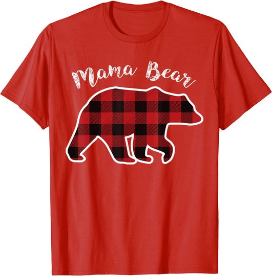 Mama Bear 2 Cubs Shirt Christmas Mama Bear Plaid Pajama Family