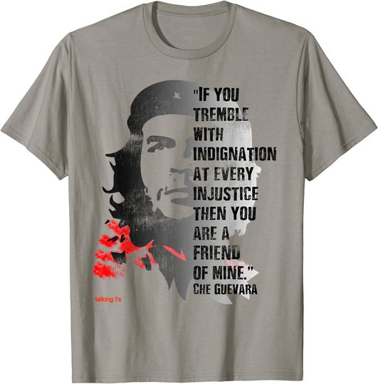 Che Guevara Face Sihouette Famous People Men's Graphic T-Shirt, White, 5XL  