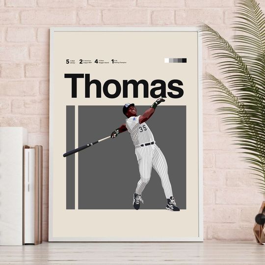 Frank Thomas Poster Chicago White Sox Minimalist Helvetica Mid Century Modern Poster Office