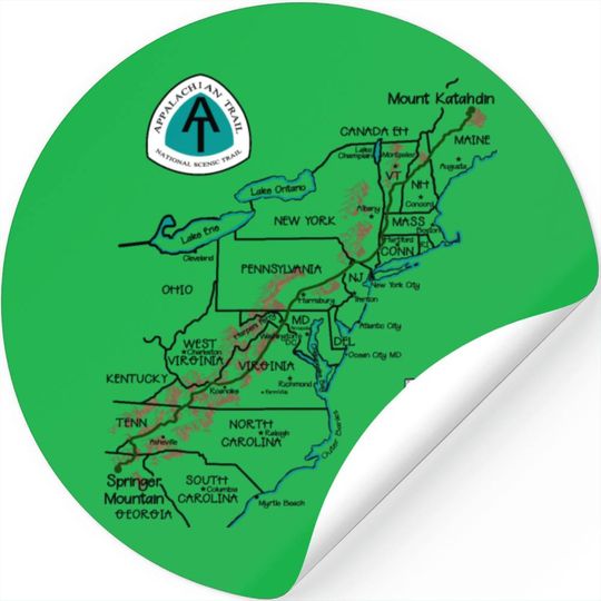 Appalachian National Scenic Trail Map AT Map Stickers