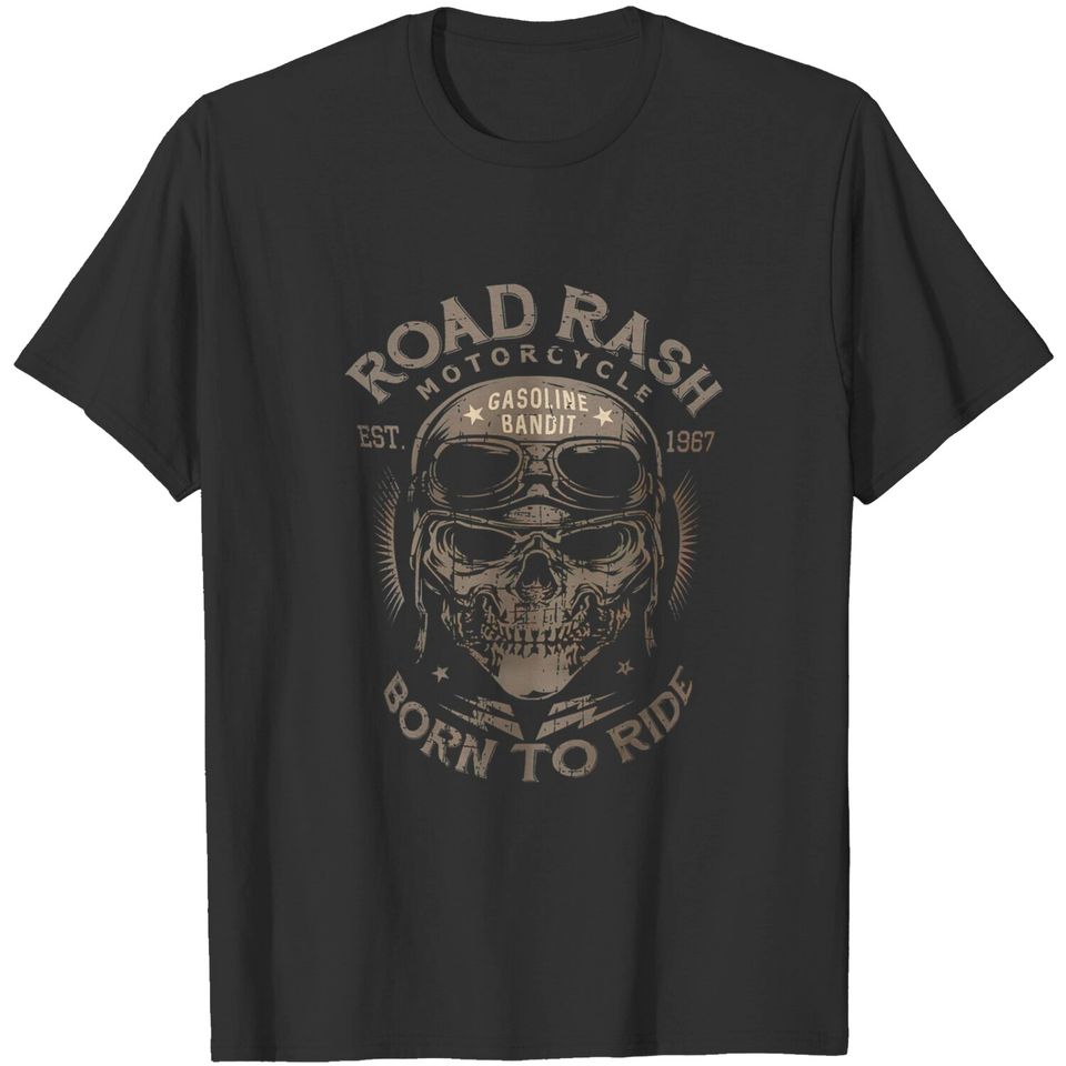 Discover T-shirt de Homem e Mulher com Crânio de Motociclista