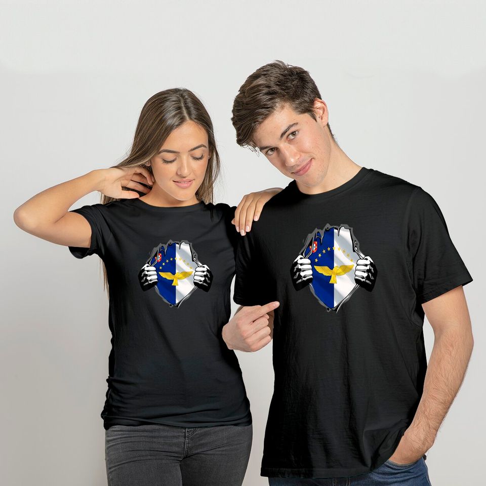 Discover T-Shirt Camiseta Mangas Curtas Bandeira Dos Açores  Patriótica Portugal
