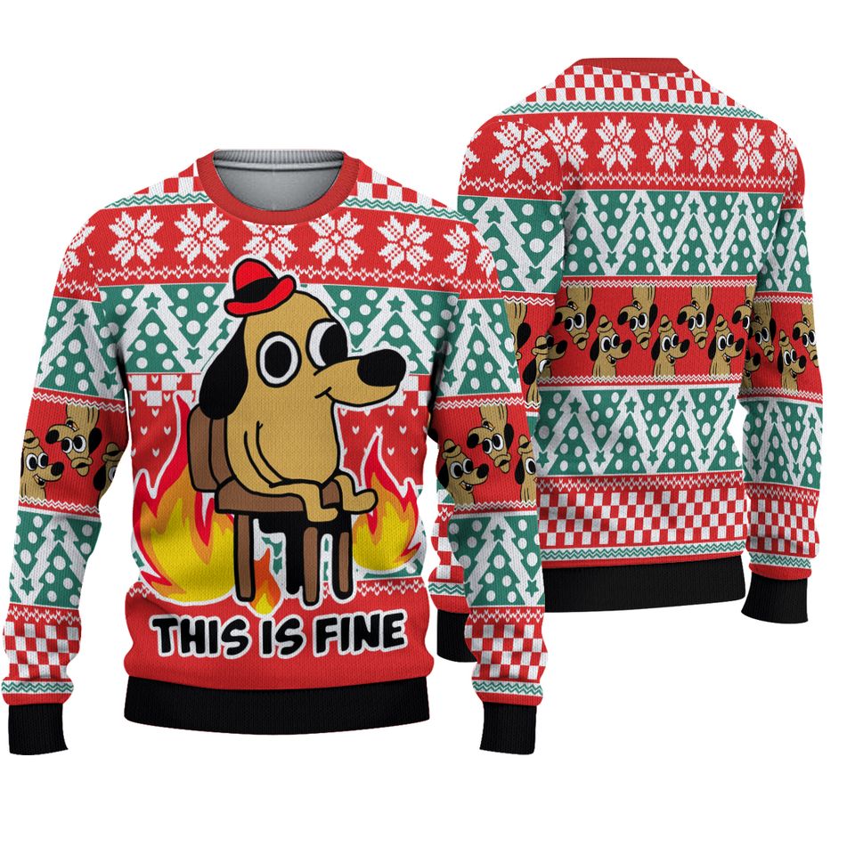 Discover Brzydki Świąteczny Sweter "This Is Fine Meme"