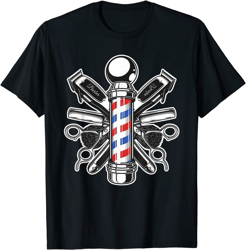 Discover T-Shirt Camiseta Manga Curta Para Homem Mulher Criança Logotipo Barbearia Retro