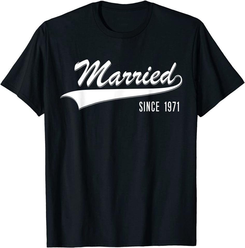 Discover T-Shirt Camiseta Couple Manga Curta 1971 Aniversário de Casamento