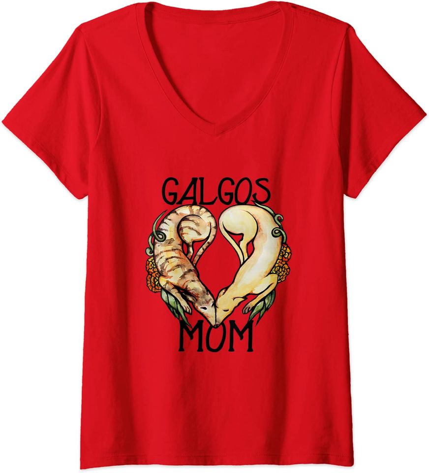 Discover T-shirt de Mulher com Gola em V Galgos Mom