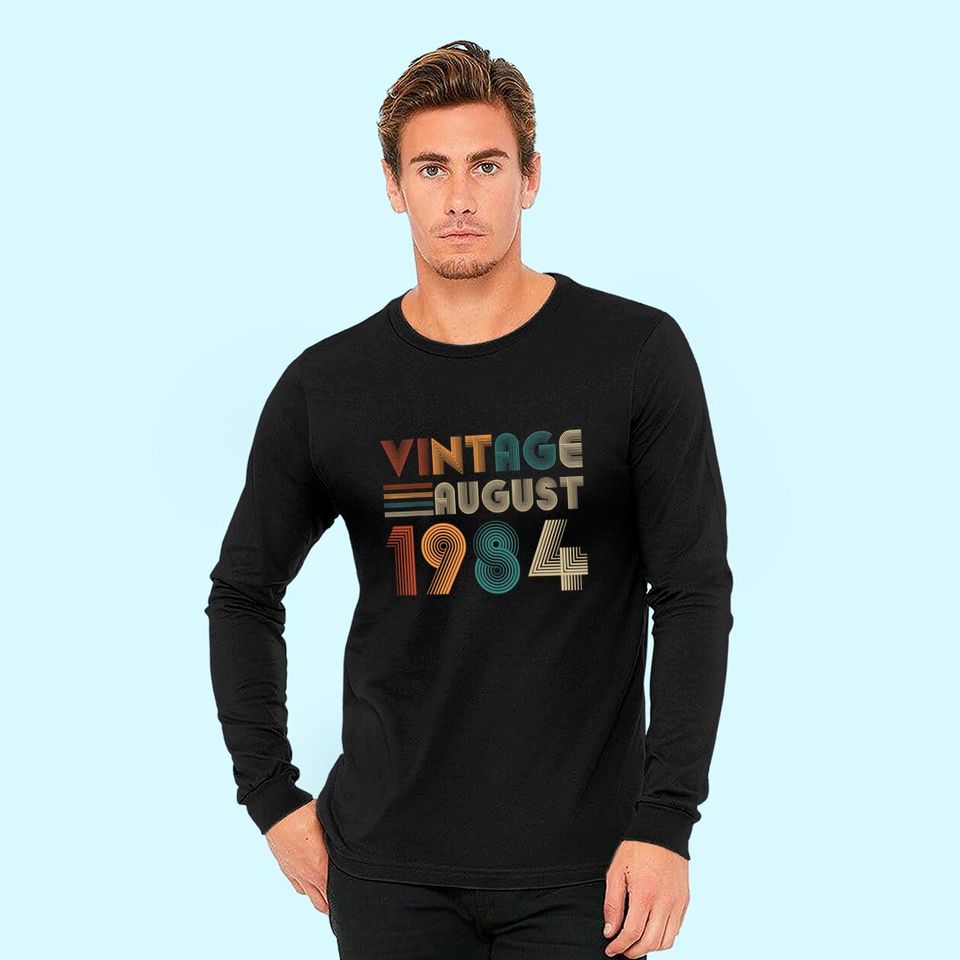 Discover Retro Vintage August 1984 Long Sleeves 35th Birthday Long Sleeves