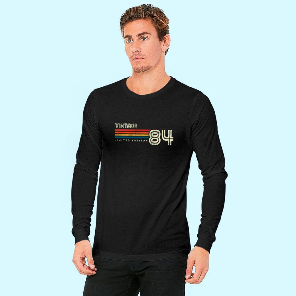 Discover Vintage 1984 Chest Stripe 37th Birthday Long Sleeves