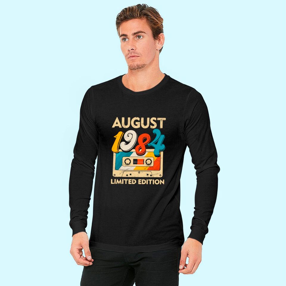 Discover Retro August 1984 Cassette Tape 37th Birthday Decorations Long Sleeves