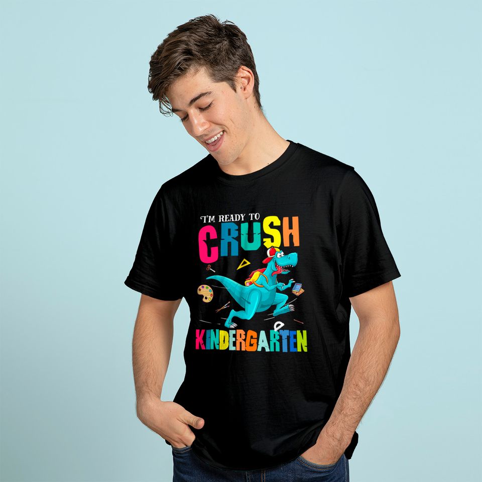 Discover T-shirt para Homem e Mulher Volta Às Aulas I'm Ready To Crush Kindergarten Dinossauro