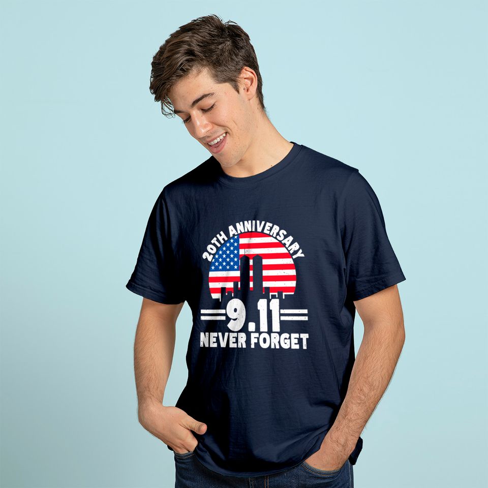 T-shirt para Homem e Mulher Never Forget 9 11 20th Anniversary Retro ...