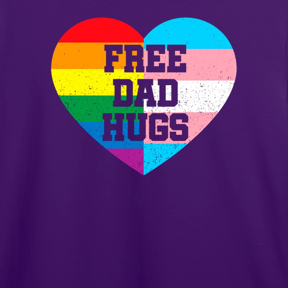 Discover Camisete T Shirt Manga Curta para Homem Free Dad Hugs LGBT