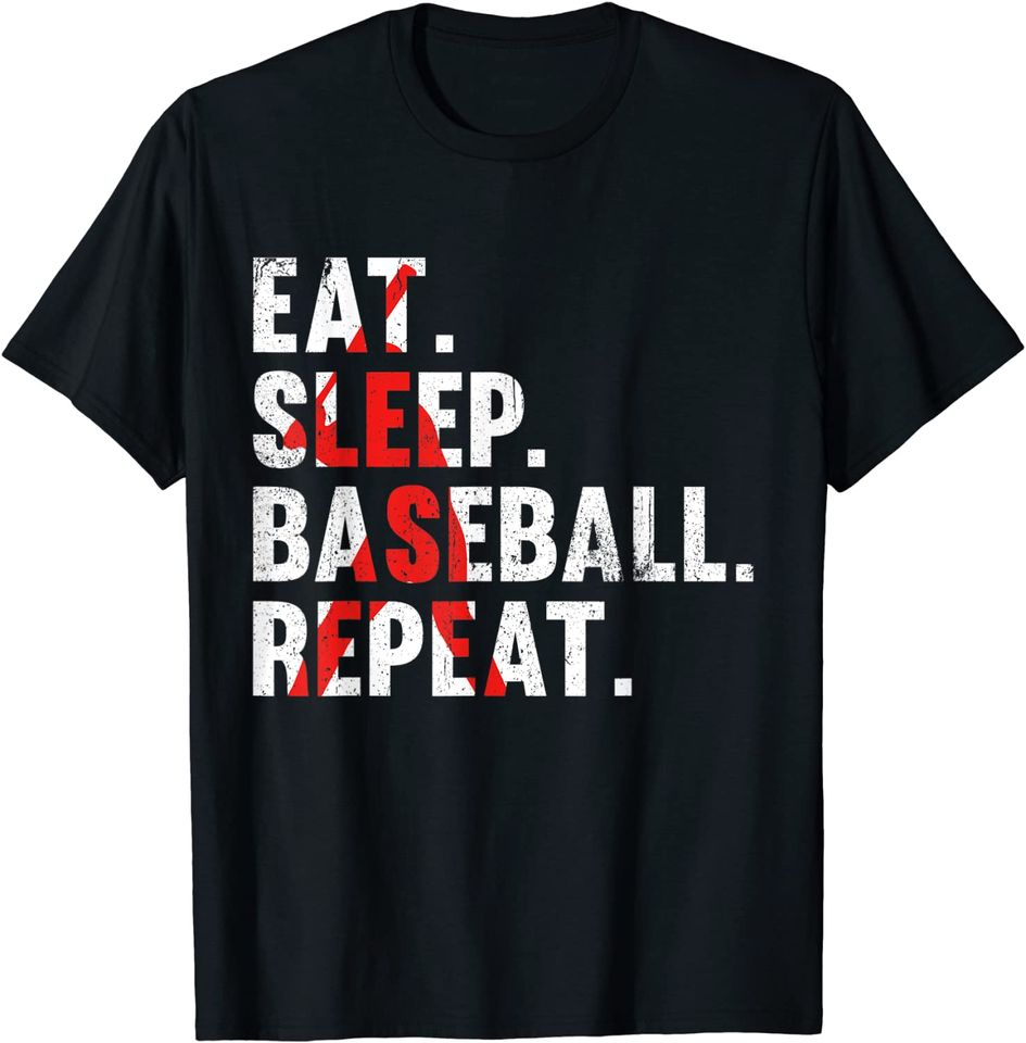 Discover Eat Sleep Baseball Repeat, Mens Tee for Sport Lovers T-Shirt