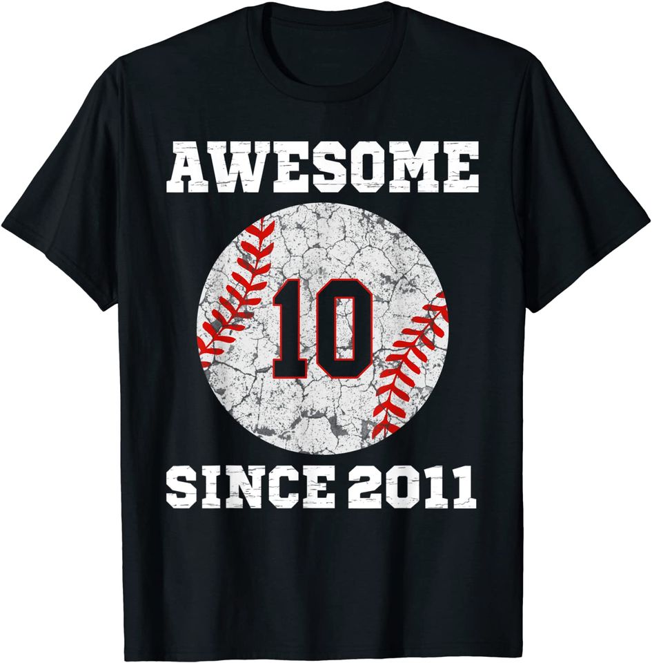 Discover 10th Birthday Baseball Lover Gift 10 Years Old Vintage Retro T-Shirt