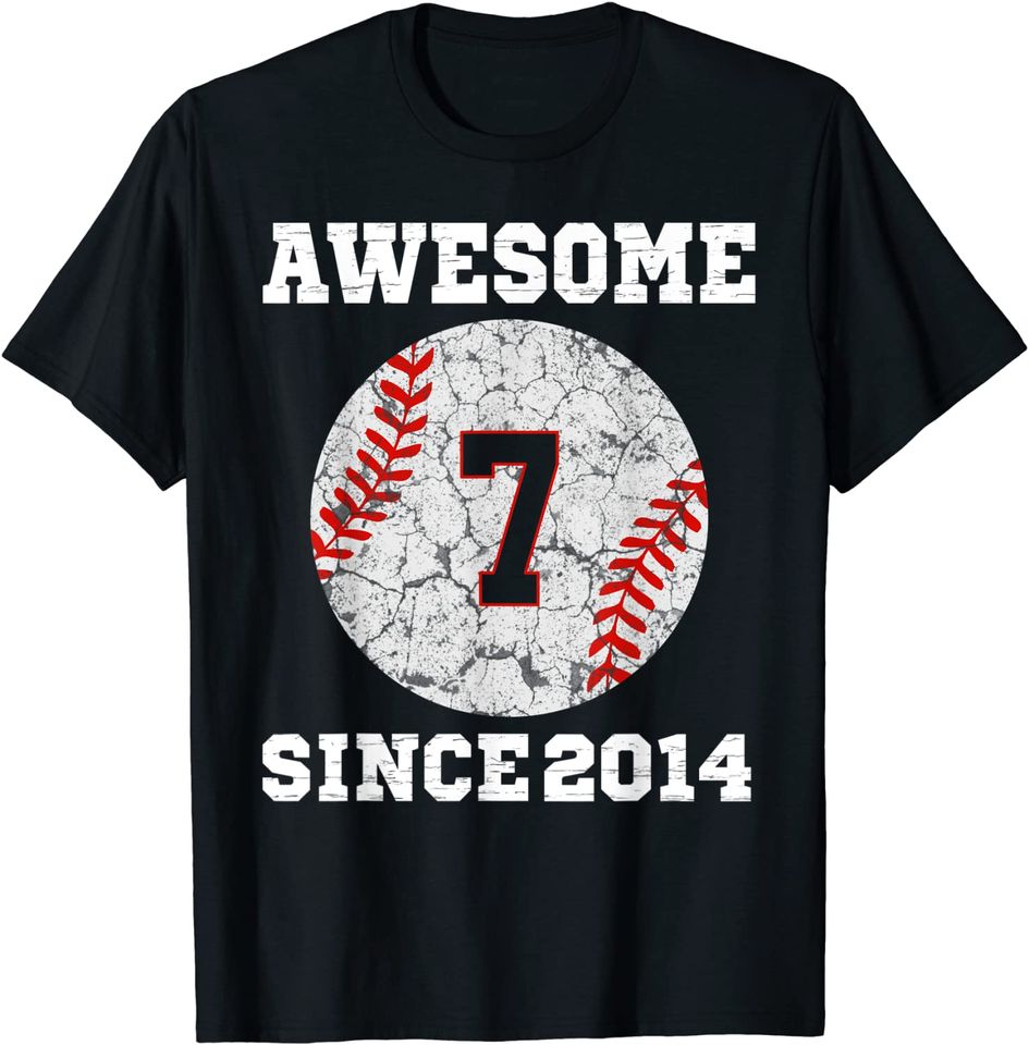 Discover 7th Birthday Baseball Lover Gift 7 Years Old Vintage Retro T-Shirt