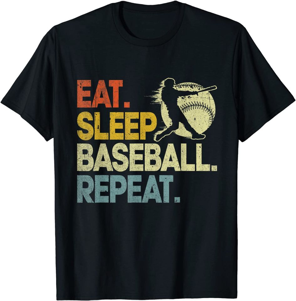 Discover Eat Sleep Baseball Repeat Baseball Lover Men Boys T-Shirt