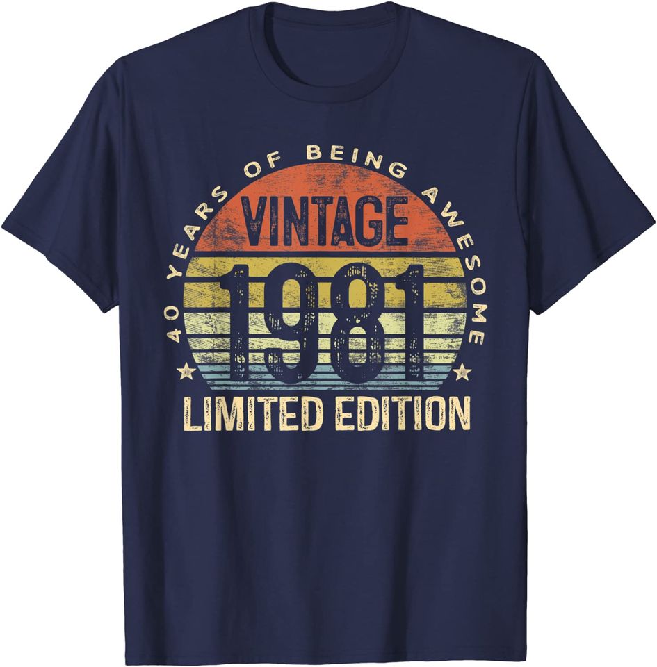 Discover T-shirt para Homem e Mulher Vintage 1981 40 Anos Limited Edition Presente de Aniversário