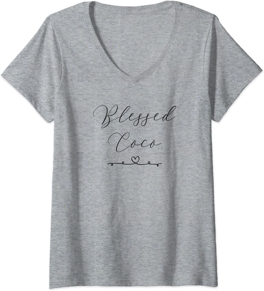 Discover T-shirt de Mulher Presente Blessed Coco Decote em V