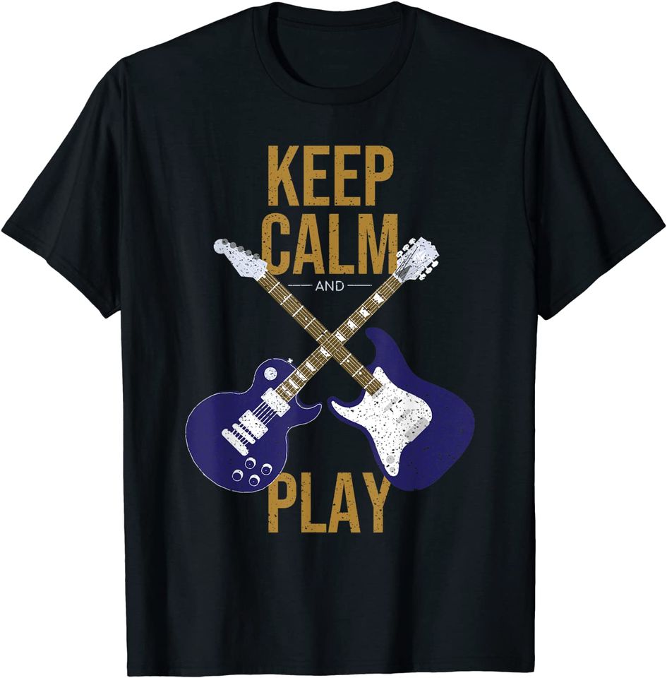 Discover T-shirt Unissexo Keep Calm And Play Guitar