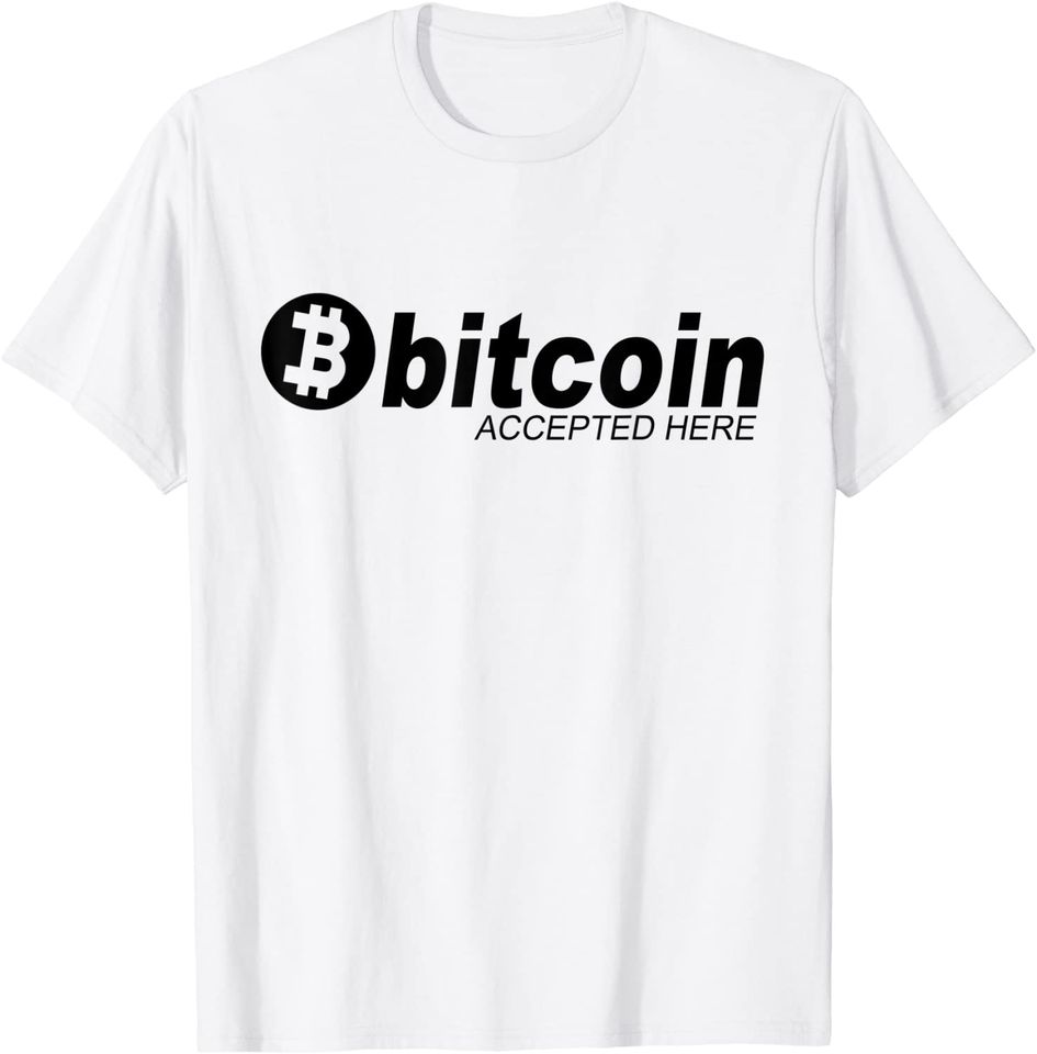 Discover T-shirt Unissexo com Presente Bitcoin Accepted Here