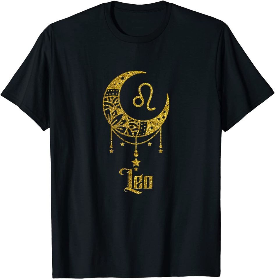 Discover T-shirt Unissexo Presente do Horóscopo Signo do Zodíaco Leo com Lua