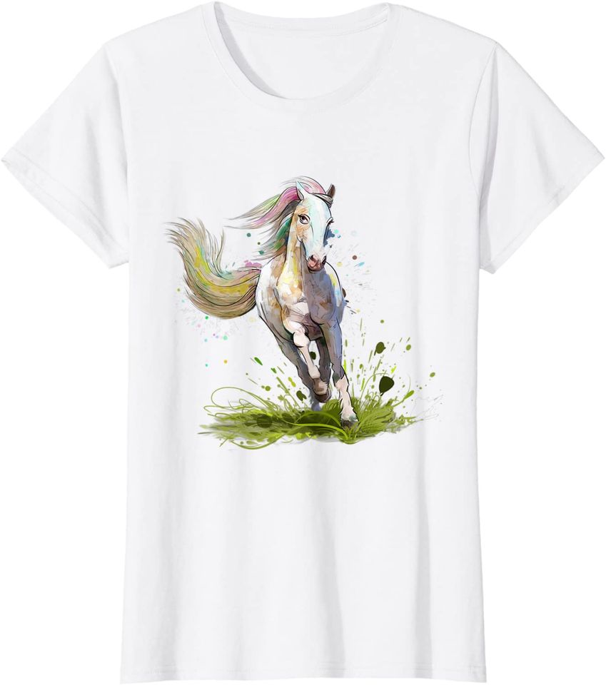 Discover T-shirt Unissexo com Estampa de Cavalo Colorido
