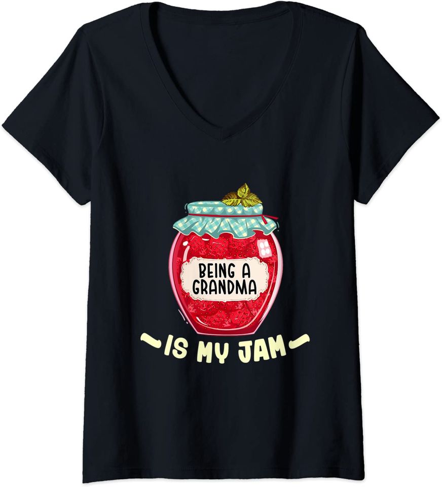Discover T-shirt para Mulher Being A Grandma Is My Jam Presente para Avó Decote em V