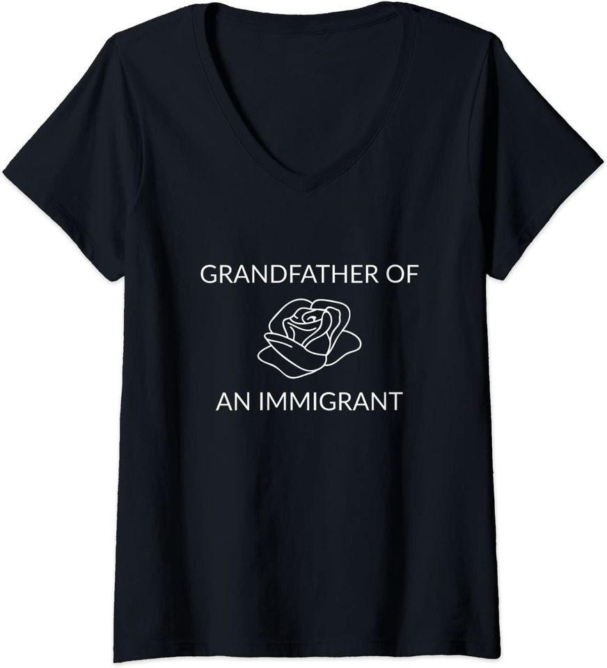 Discover T-shirt de Mulher com Decote Em V Grandfather Of An Immigrant