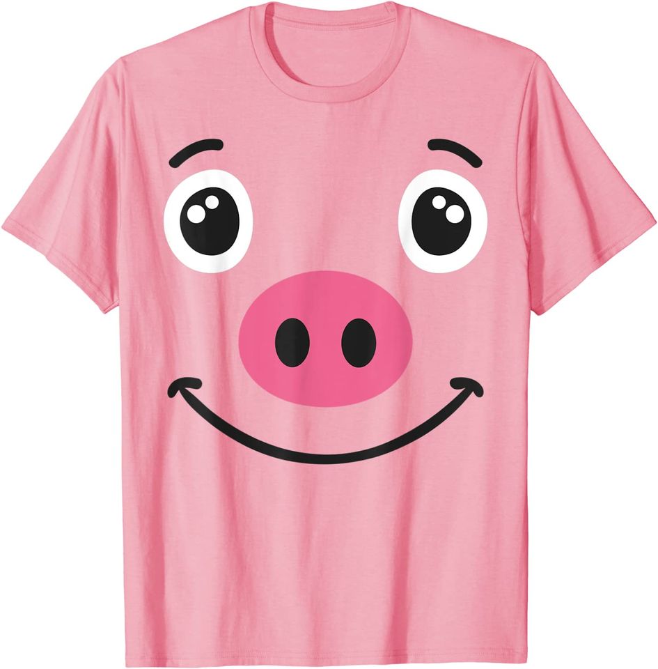 Discover T-shirt Unissexo de Manga Curta com Cara Sorridente de Porco